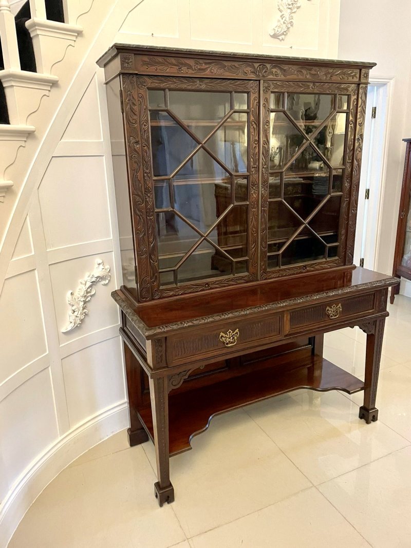 Antique Victorian Quality Carved Mahogany Display Cabinet by James Winter & Sons, London - Image 16